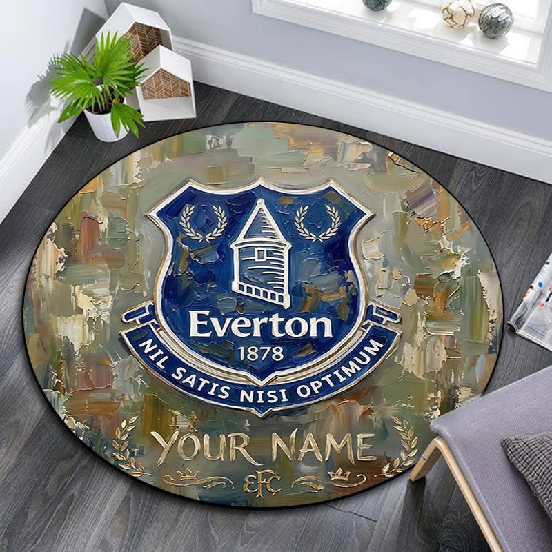 Custom Name Everton Round Area Rug,Carpet Rug for Living Room Bedroom Sofa Playroom Decor,Non-slip Floor Mat