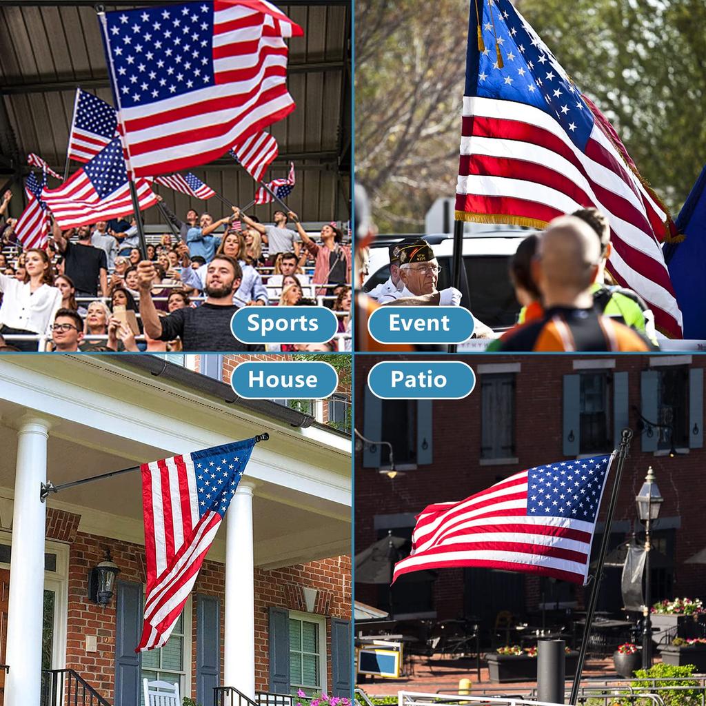 American Flag Poles 1.8M Telescopic Flag Pole with 360 Rotating Rings Adjustable Length Flag Pole Holder for Porch Boat Truck