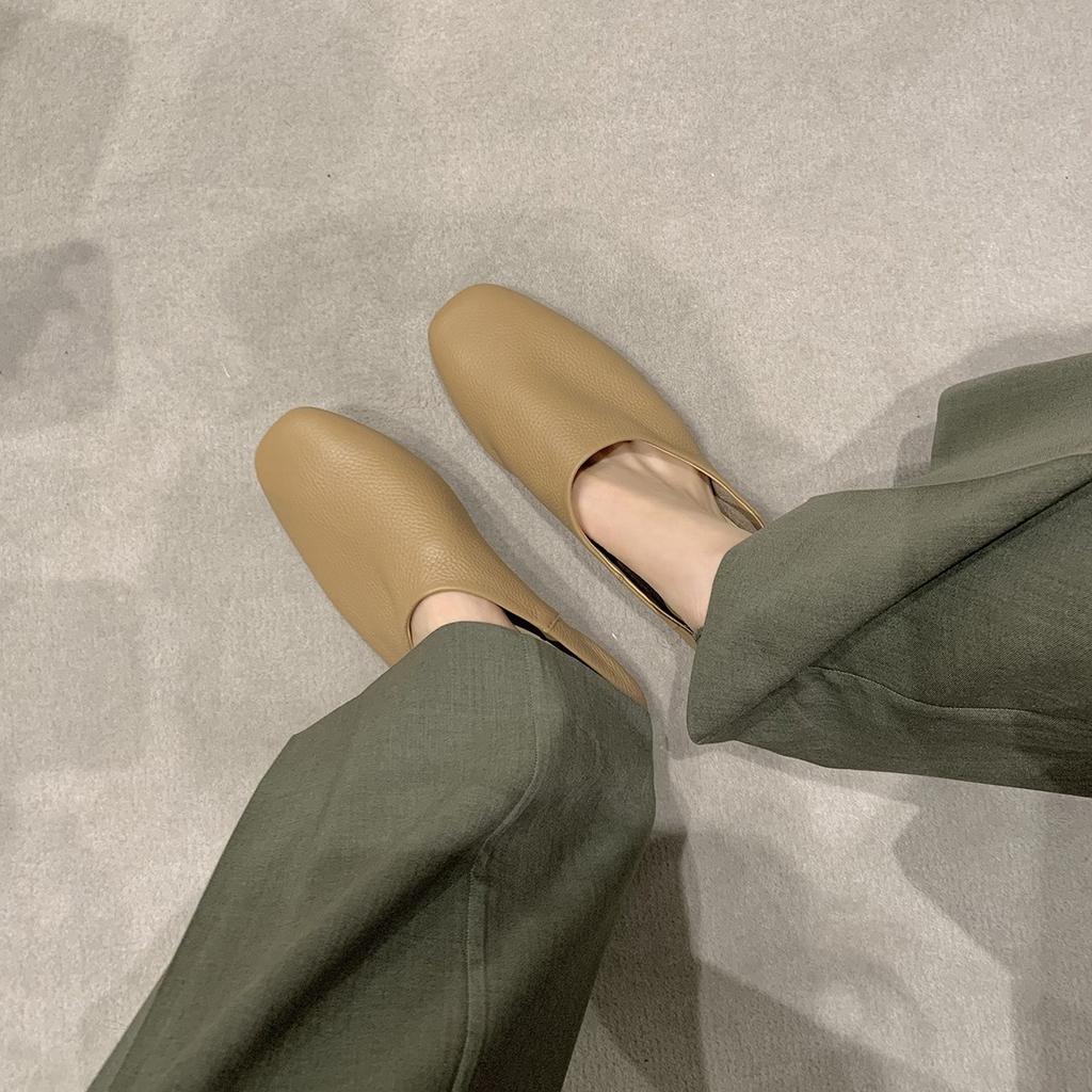 Sheepskin Grape Mother Lazy Bi Prepared Soft Waxy Good To Wear Bag Head Slippers Women's Summer Wear a Pedal Muller Half Slippers