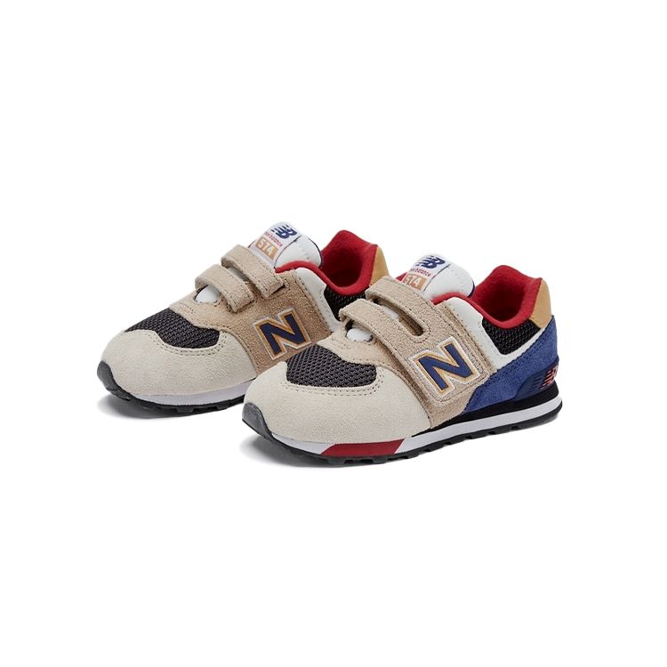 New Balance Удобная Прочная Обувь для Ходьбы с Низким Верхом Детская Обувь Бежевый Темно-Синий IV574LC1