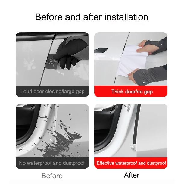 For Tesla Model 3 Y 2021-2025 Door Seal Strip Kit Soundproof Rubber Weatherstrip Dashboard B Pillar Sealing Set Noise Reduction