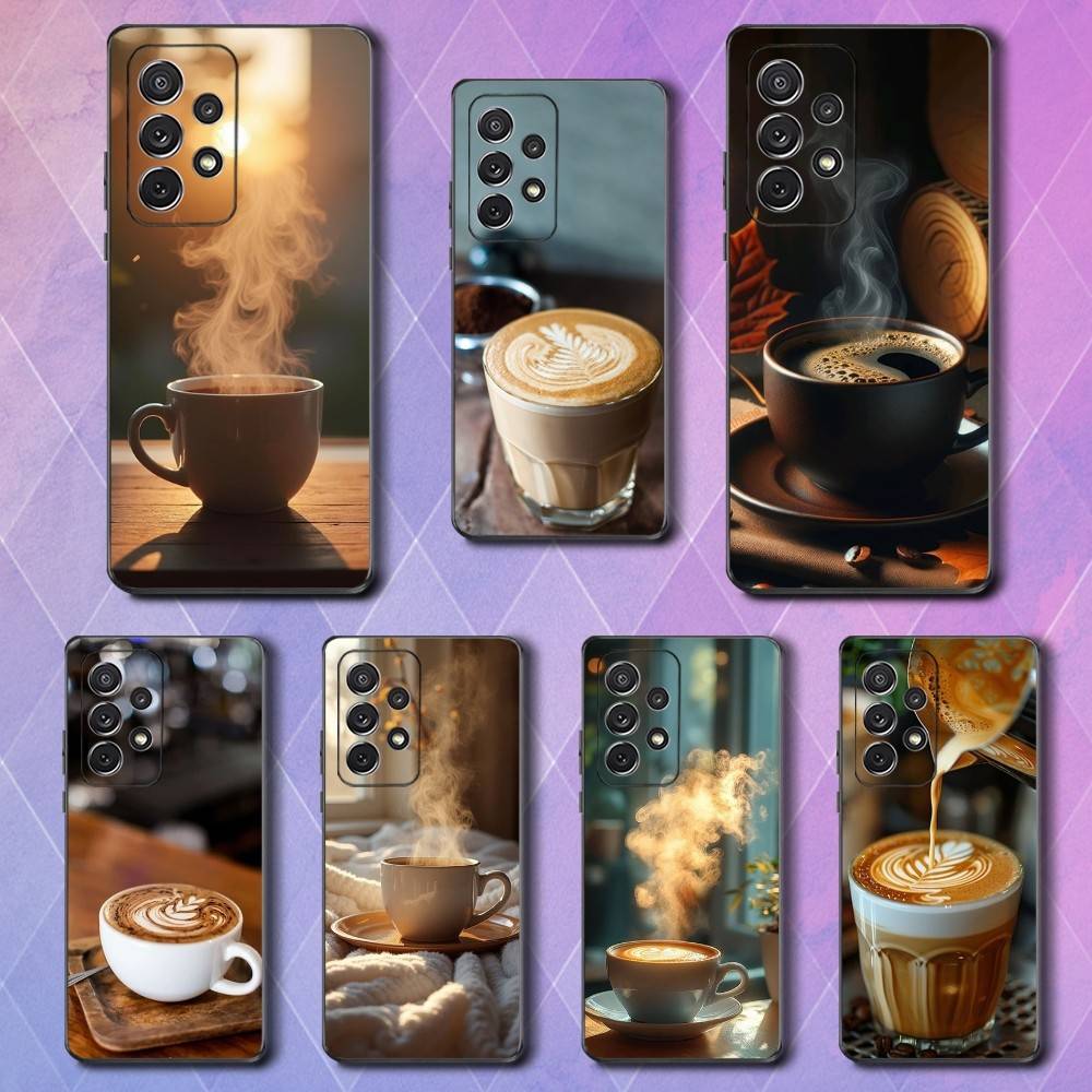 Top Art Coffee Love Case For Samsung S10,Plus,S9,Ultra,S24,S21,S20,S23,FE,S22,S25,Lite,Soft Silicone Black