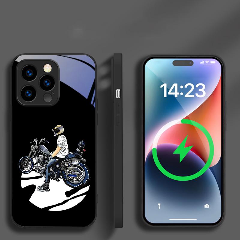 Карта для уличного мотоцикла Подходит для iPhone 16E 17 Pro Max 15 Pro 14 13 Plus 12 mini 11 16 Air 17Pro Магнитный Стеклянный Чехол для Телефона