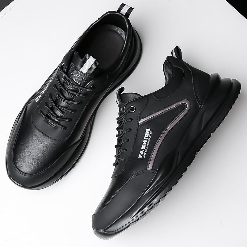 Модные новые мужские деловые кожаные кроссовки, водонепроницаемые повседневные туфли с круглым носком, легкие мужские туфли с мягкой подошвой, нескользящие, для ходьбы на открытом воздухе