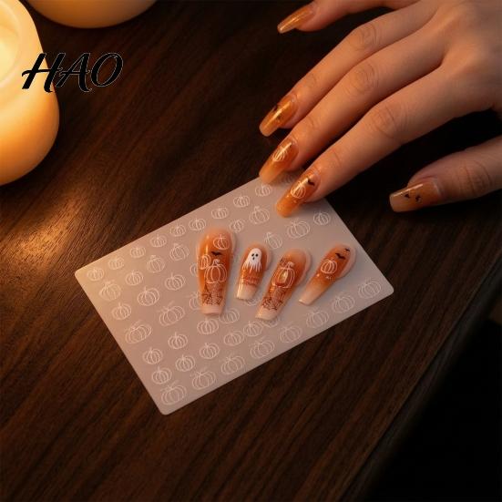 Nail Art Decor Halloween Decoration Stickers, 3D Embossed Pumpkin Ghost Bat PVC Stickers Manicure Decals, DIY Accessories for Holiday Party