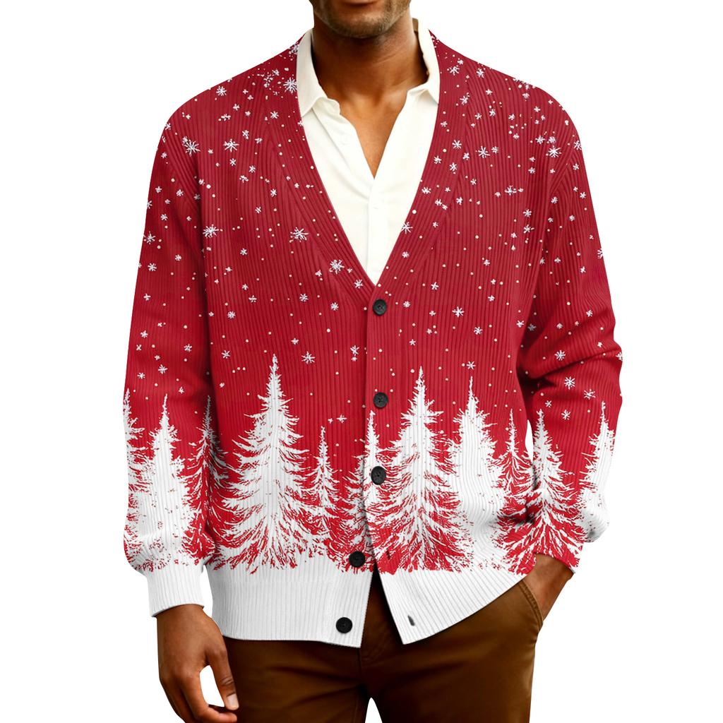 Мужской кардиган с длинным рукавом, рубчатой вязки