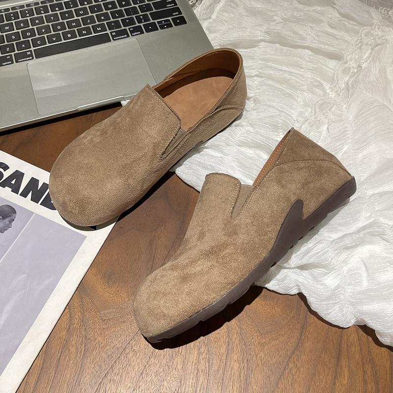 Мода Внутри Увеличенные 2025 Новые Весенне-Осенние Слипоны Женские Балетки Двойной Носки Мягкая Подошва Нескользящие Одинарные Туфли