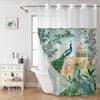 Шторка для душа без крючков с рисунком павлина, с вставкой-лайнером на кнопках, верхняя часть из прозрачной ткани, водонепроницаемая двухслойная шторка для ванны