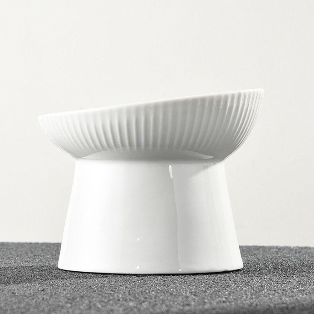 Ceramic Cat Bowl Slanted/Flat Mouth Dog Food Feeding Basin Pet High Foot Bowl Neck Protection