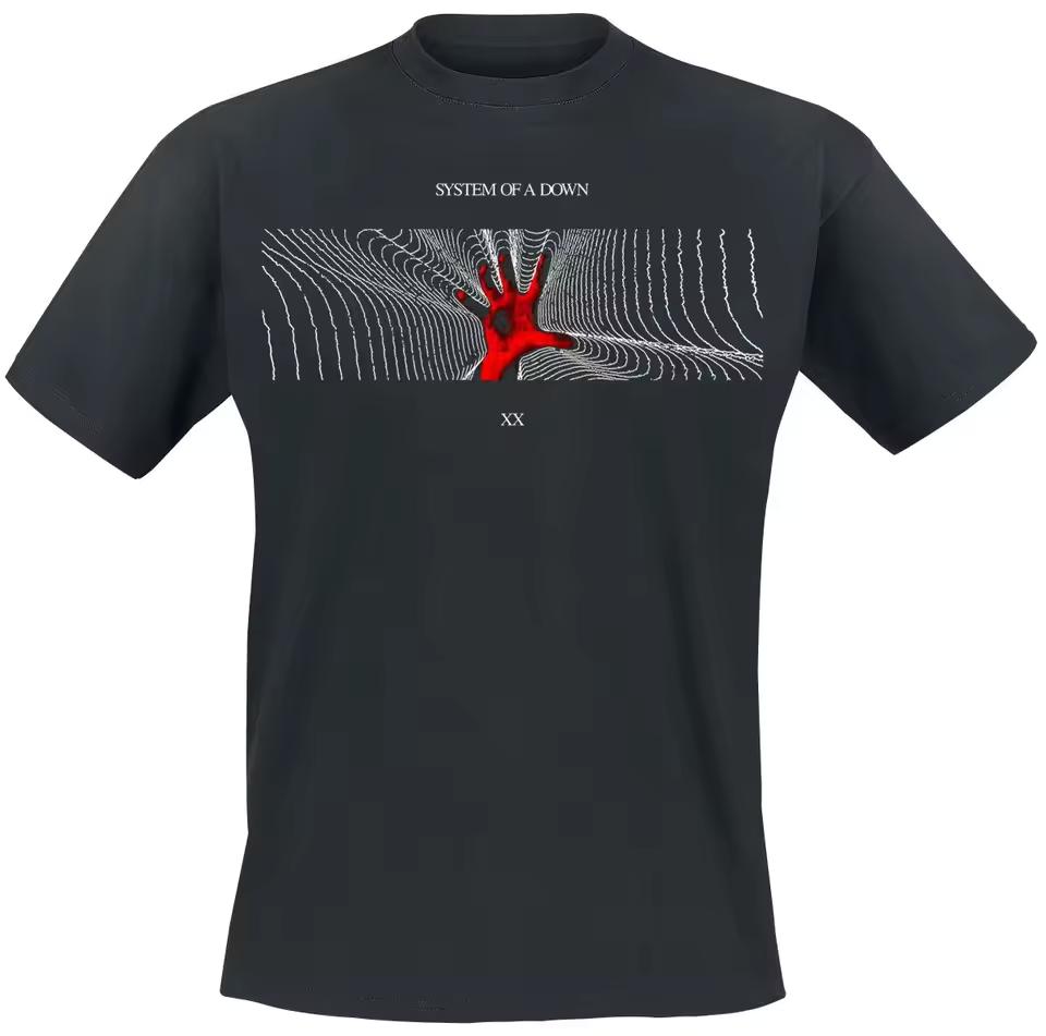 System of A Down XX Soundwave Red Hand Print T-shirt Men Women Nu Metal Band Unisex Tee