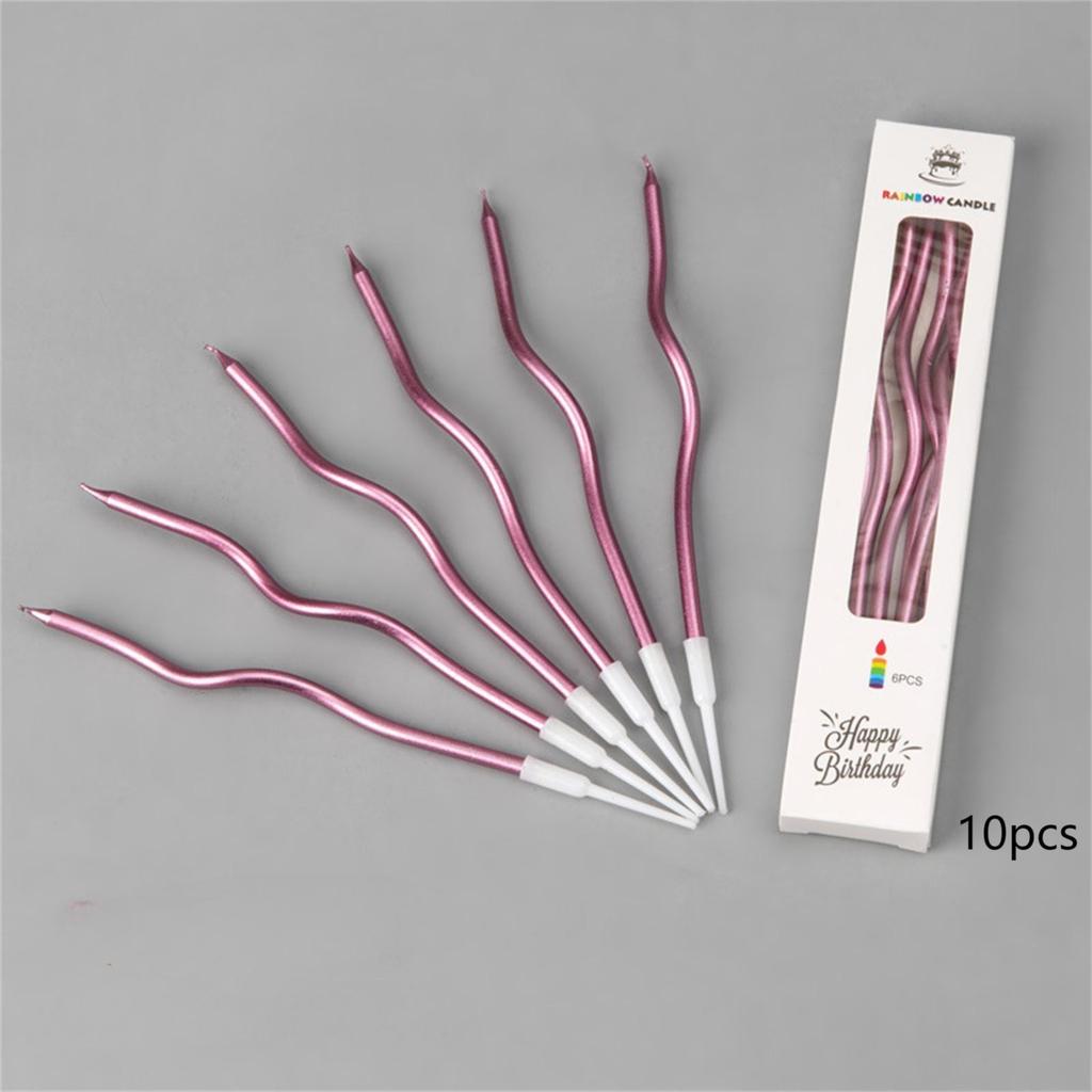 10 шт. Свечи на день рождения, спиральные свечи для торта, длинные тонкие свечи для свадебной вечеринки и украшения торта