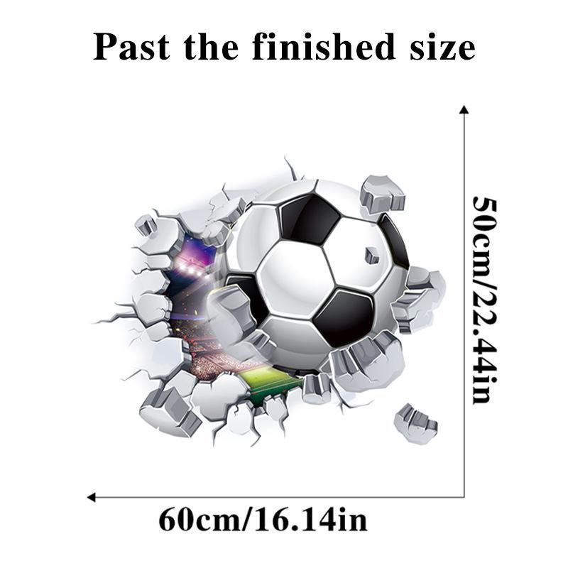 Dynamic Broken Wall Football 3D Wall Stickers for Living Room Kids Bedroom Background Wall Door Decoration Self-adhesive Stickers