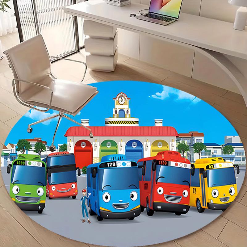 1pc Tayo The Little Bus1 Design Printed Area Round Carpet for Bedroom Living Room Home Decor Rugs Mat Non Slip Mat Rug for Bedside