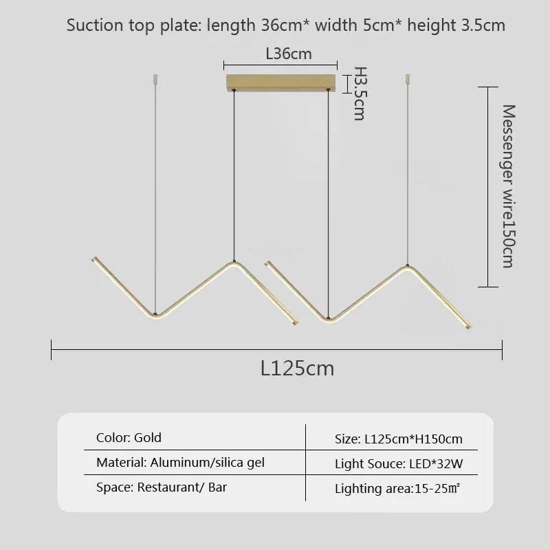 Modern LED Chandelier 125CM Black Gold Strip Dining Room Lamps For Living Room Bar Kitchen Bedroom Indoor Decor Led Fixture