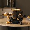Yipyon Dog Raising Plate Фигурка Собаки Статуэтка Декоративный Поднос Французский Бульдог Двойной Поднос Лоток Для Хранения Ключей Лежащая Собака Креативное Украшение Стола Настольный