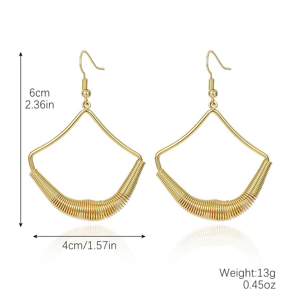 Exaggerated Temperament Earrings Gold Senior Sense Ins Cold Wind Simple Metal Droplets Pleated Pearl Flower Earrings