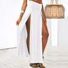 Maxi Skirt Sexy High Waist Side Slit Design Floor Length Skirt Solid Color Beach Travel Parties Slimming Skirt