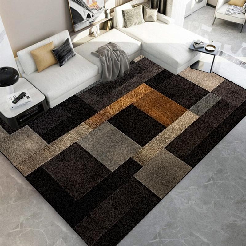 Nordic Black Brown Carpet for Living Room Home Decorations Coffee Table Large Area Plaid Rugs Bedroom Floor Mats Children Carpet