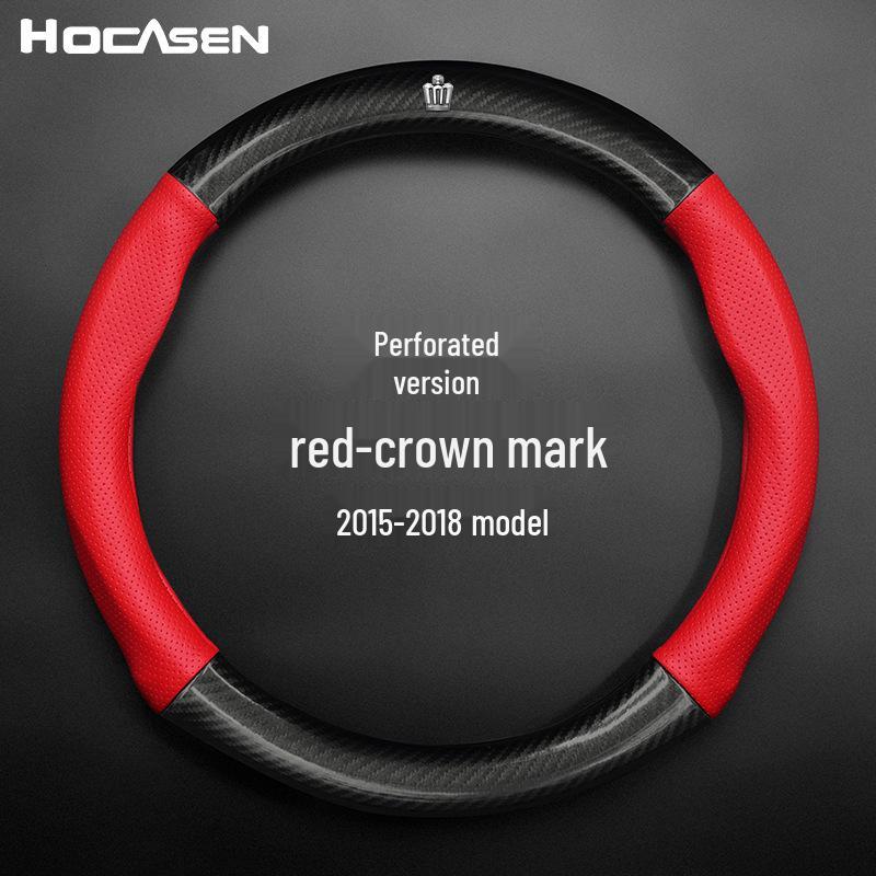 Совместимая Обложка на Руль из Натуральной Кожи для Моделей Crown (12-е-14-е поколение, 2005-2021) - Дизайн из углеродного волокна