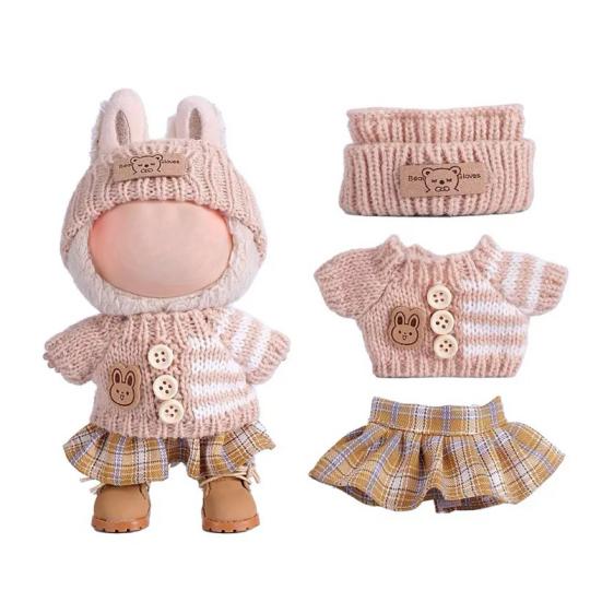 17cm Doll Clothes 3-Piece Hat Sweater Pants Sets Handmade Baby Doll
