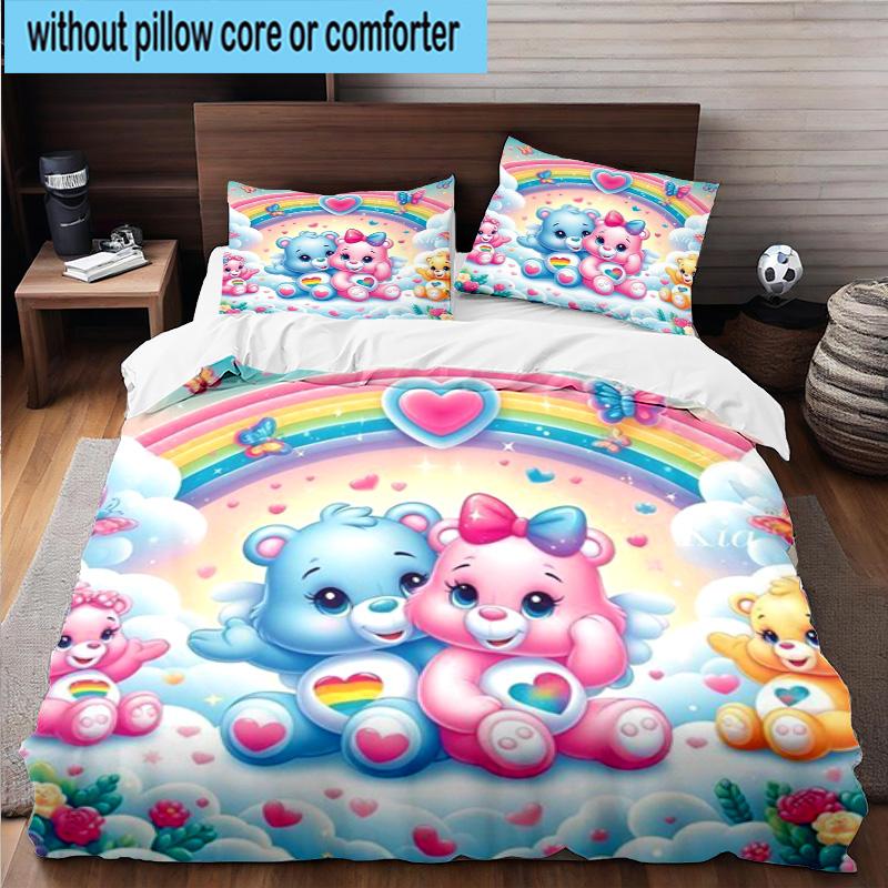 3PCS Rainbow Bears 3pcs Bedding,Including 3PCS Duvet Cover And 2pcs Pillowcases Perfect for Christmas,Ideal for Bedroom, Dormitory