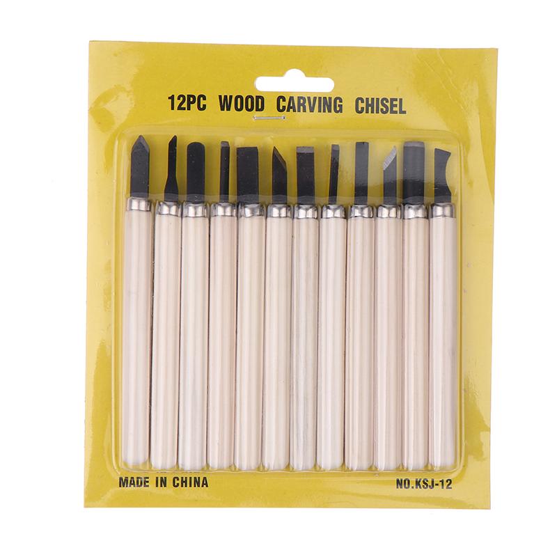 Набор из 12 стамесок для резьбы по дереву для базовой резки и детальной деревообработки, ручные инструменты для DIY, долота, набор ножей