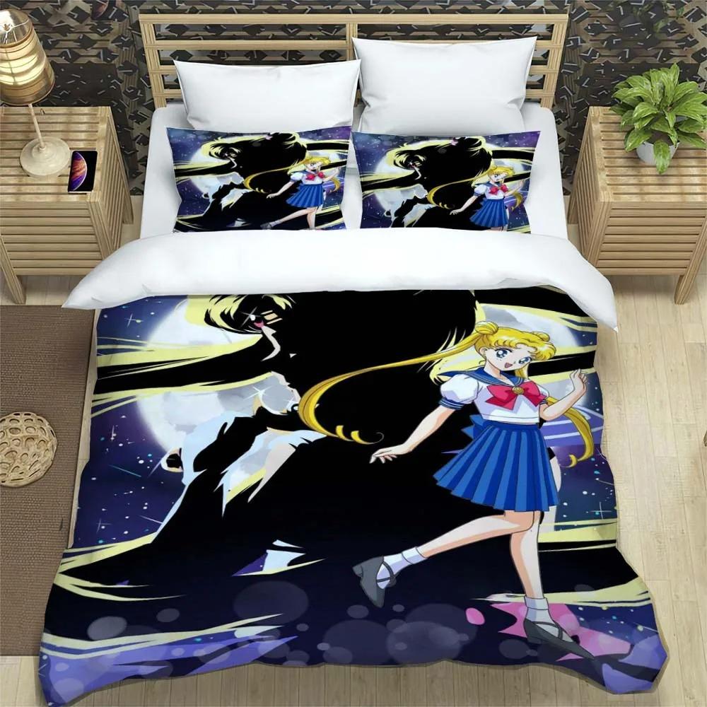 New Kawaii Sailor Moon Duvet Cover Pillowcase Bedding Set Adult Boy Bedroom Decoration Children Gift Single Double Large Size