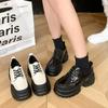 Небольшой мужчина в туфлях на платформе Muffin, женские туфли 2024 года, новый британский стиль, модные повседневные туфли на шнуровке, небольшие кожаные туфли