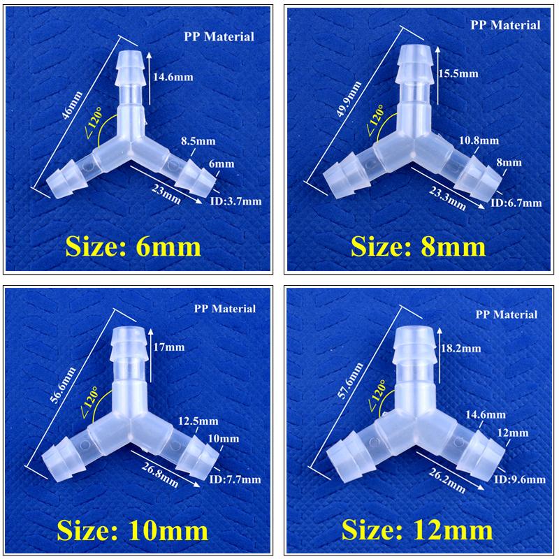 10 шт./лот 4~12 мм пластиковый 120° Y-образный тройник-соединитель для аквариума, адаптер для воздушного насоса, распределитель жидкого газа, садовый шланг для воды в форме пагоды