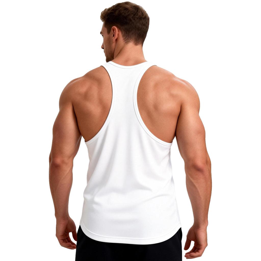 Summer Men's Y-Back Muscle Tank Tops Quick Dry Sleeveless Gym Workout Shirt Bodybuilding Training Fitness Stringer Vest