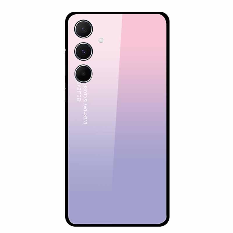 Tempered Glass Phone Case for Samsung A55 5G - Aesthetic Colorful Landscape Pattern