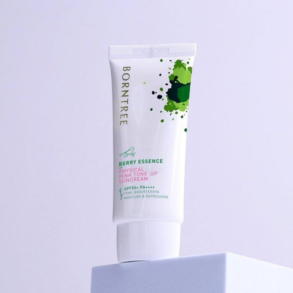 BORNTREE Ягодная эссенция Неорганический зеленый чай Розовый тонирующий солнцезащитный крем 50 мл