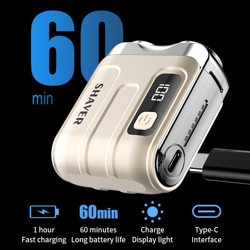 Travel Electric Shaver For Men Double Floating Magnetic Blade Head Portable Beard Knife Rechargeable MINI Rotary Electric Razor