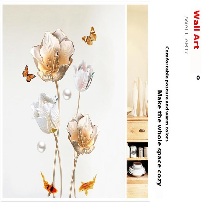 Красивая наклейка на стену с цветами для декора фона гостиной, самоклеящийся декор для дома