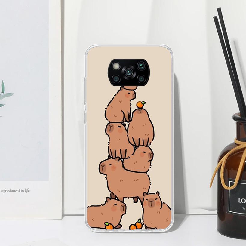Funny Capybara Cartoon Animal Phone Case For Xiaomi Poco X7 X6 X5 M7 M8 Pro F7 Ultra Redmi 15C 15 13C 13 12C 12 10 10C 10A Art F