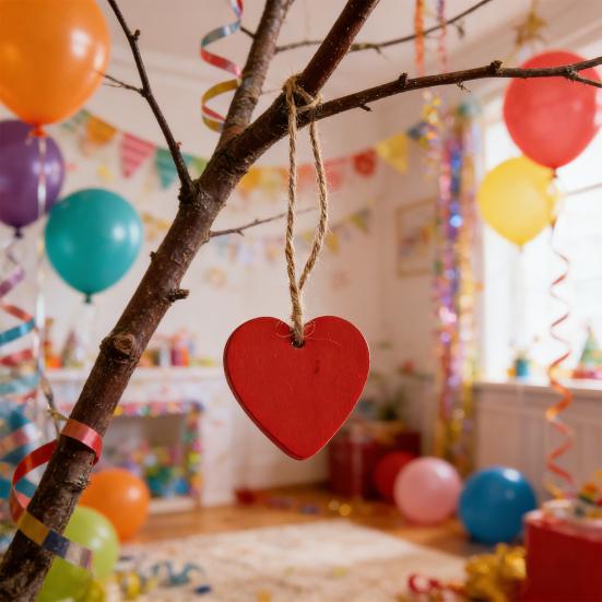 10 шт. Деревянная табличка-блок в форме сердца Красные подвесные украшения в форме сердца с