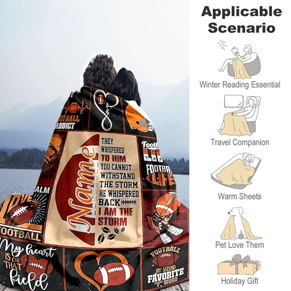 Football6666 Customize Your Name Blanket Cozy Customizable Blanket Ultra-Soft Versatile for Seaside Picnics Office Chair Nap All-Season Use