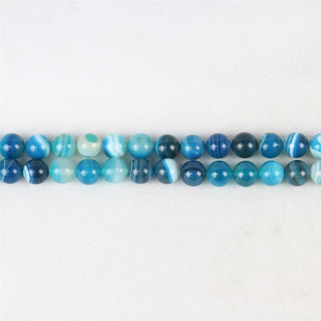 10mm Round Blue Agates Onyx Loose Beads Natural Stone Accessories Parts DIY Hand Made Women Girls for Jewelry Making Design