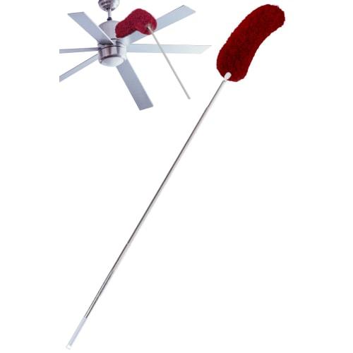 Tierneys Handy Dust Mop, Extendable, Up to 280cm, for High-Altitude Cleaning, Washable (Red)