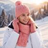Женские зимние аксессуары Набор: шапка, шарф, перчатки для женщин, теплая шапка с помпоном, одежда, вязаный шарф 62 дюйма, уютный, для сенсорного экрана, для холодной погоды, на открытом воздухе