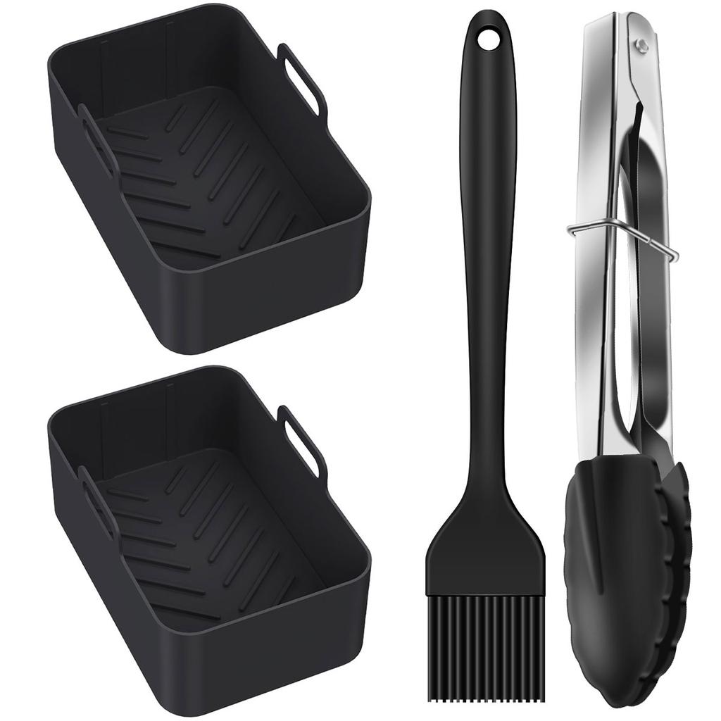Air Fryer Silicone Tray Rectangle Oven Baking Tray Basket Reusable Liner Insert Dish For Ninja Foodi Fryer Pan Accessories