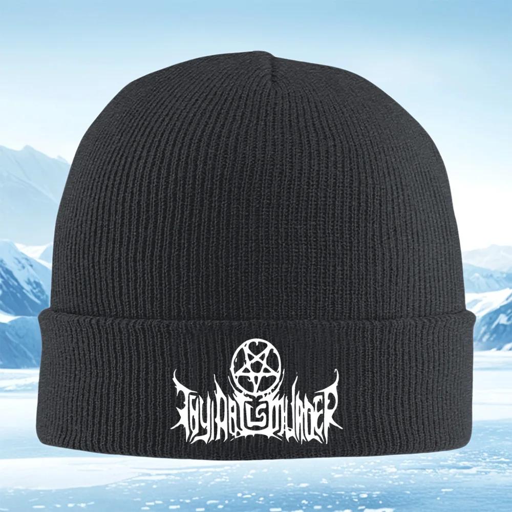 Symbolblack metal style design Knitted Hat Unisex Women Unisex Beanie Pullover Cap Winter Thermal Warm Christmas Outdoor Cycling H