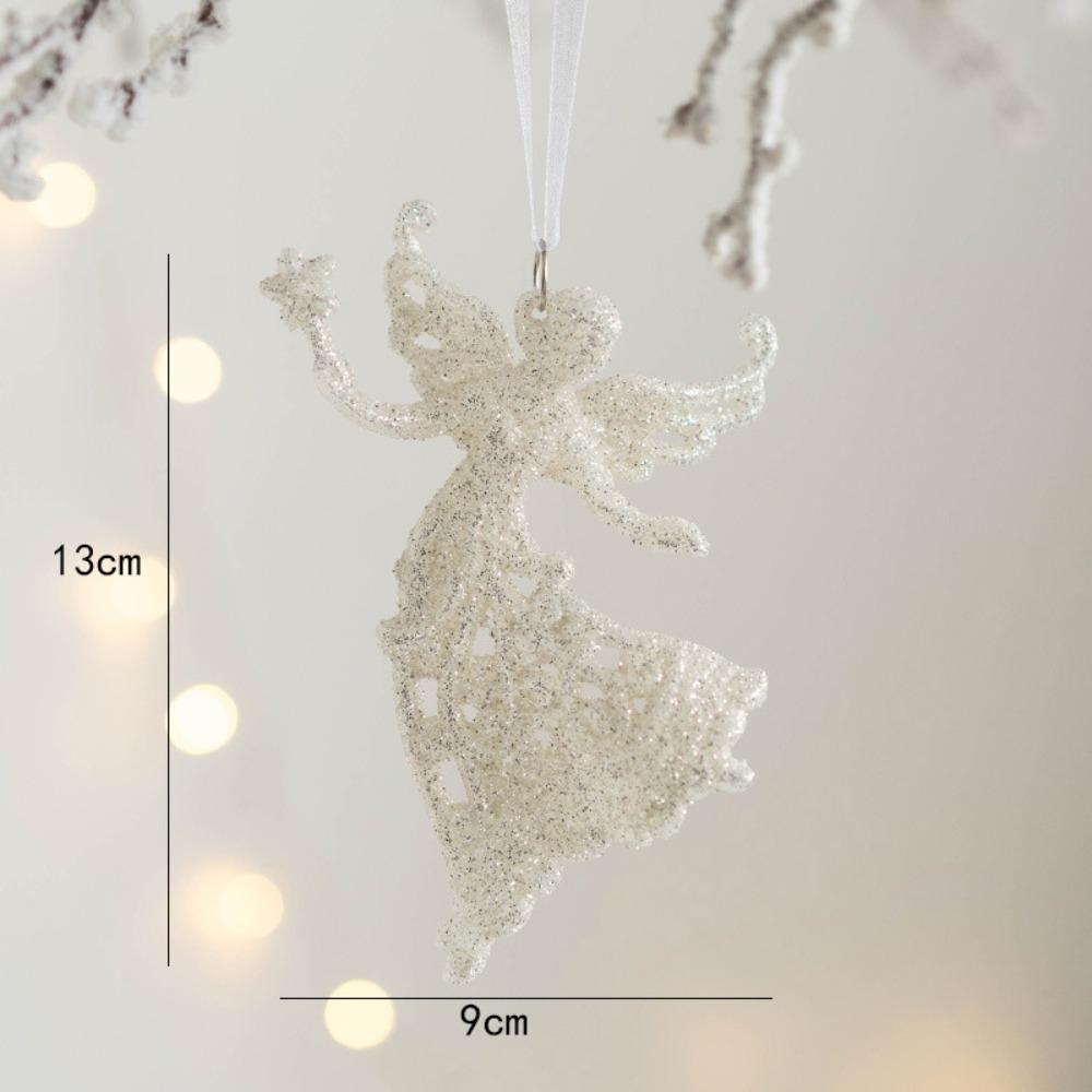 White Angel Fairy Pendant Glitter Xmas Tree Hanging Ornaments DIY Xmas Home Decoration