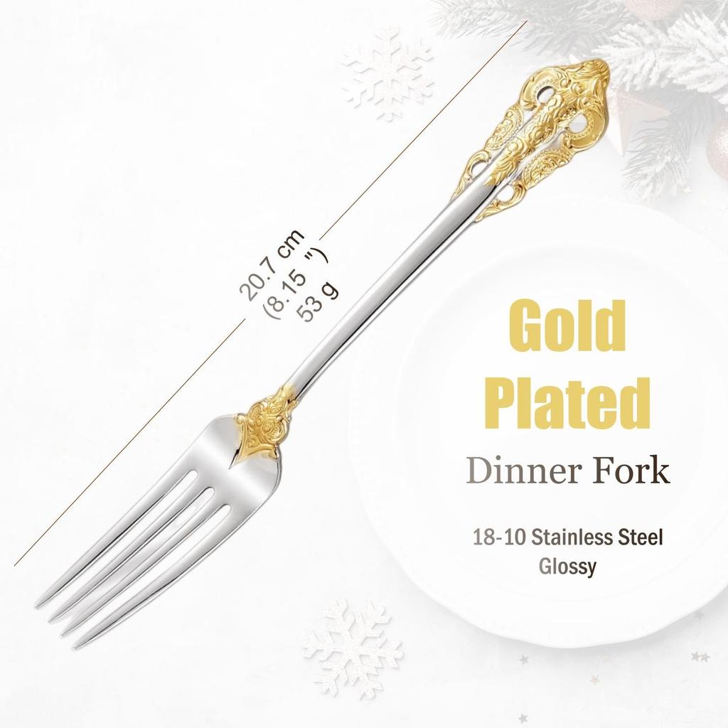 Набор столовых приборов из нержавеющей стали серебристого цвета, винтажные столовые приборы, ручки с полостью, столовое серебро для свадьбы, барокко, 18/10, глянцевое золото