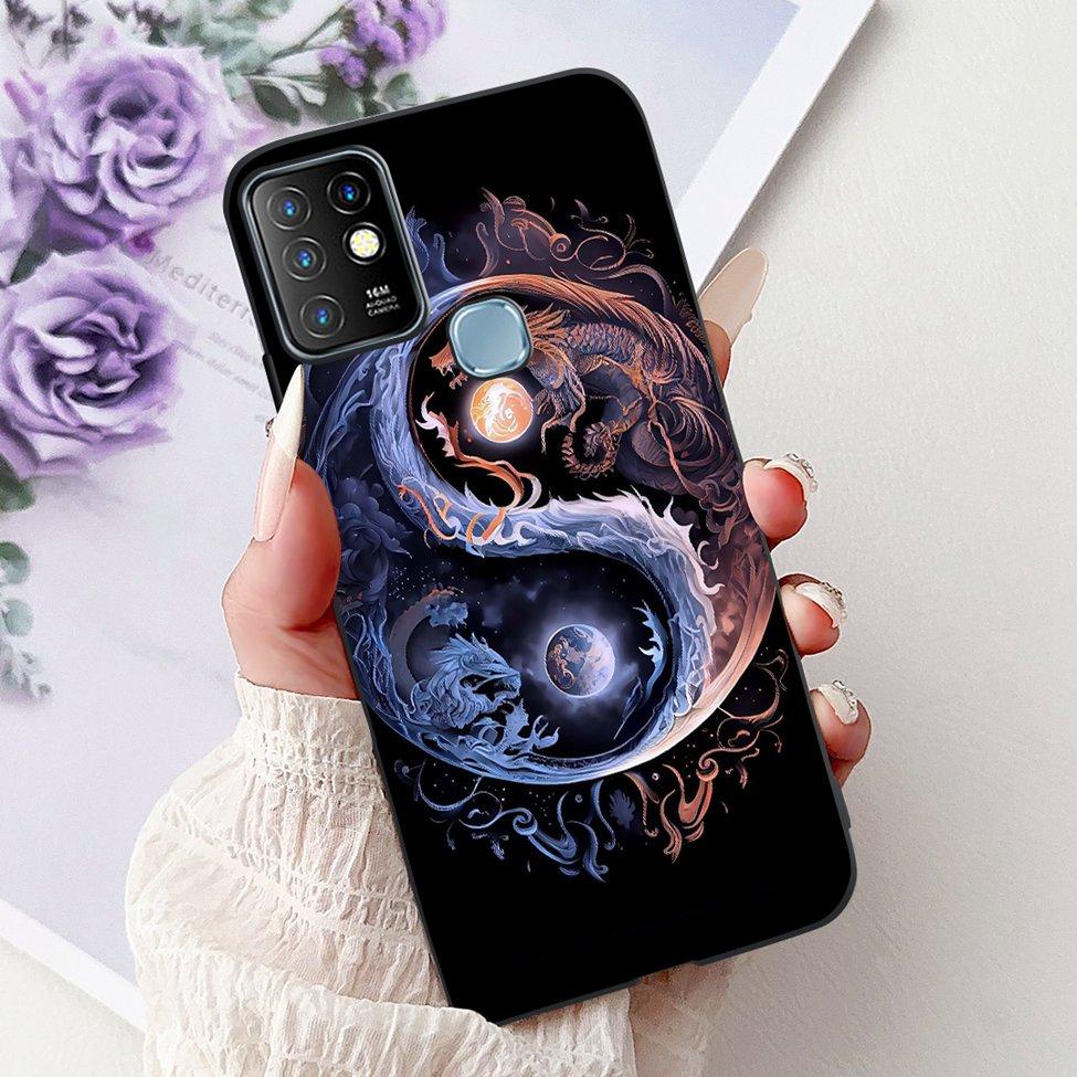 Для Infinix Hot 10 Чехол Силиконовый Милый Кот Модные Цветы Роскошная Расписная Задняя Крышка Для Чехла Телефона Inifnix Hot 10 X682B X682C