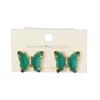 Crystal Glass Butterfly Stud Earring for Women Hole Green Transparent Animal Jewelry Christmas Girl Gift