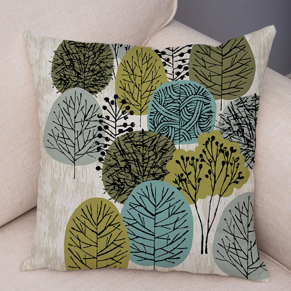 Абстрактное искусство, декоративная наволочка с геометрическим растением, деревом, цветком, диван, домашняя автомобильная наволочка