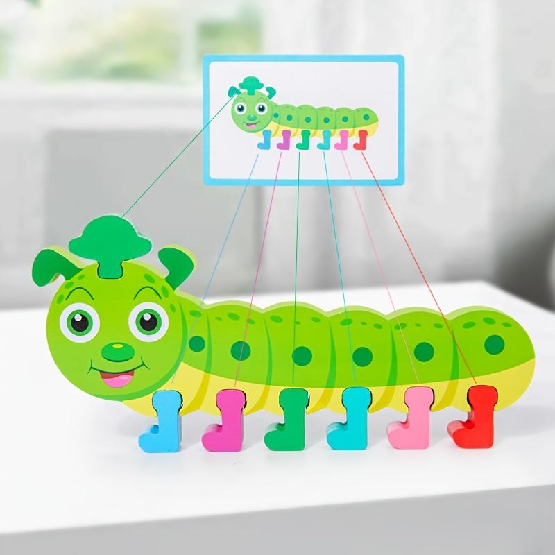 Colorful Caterpillar Puzzle Develops Observation, Cognitive Skills Hand Eye Coordination ,Educational Wooden Toy with Color Matching, Sorting Pieces