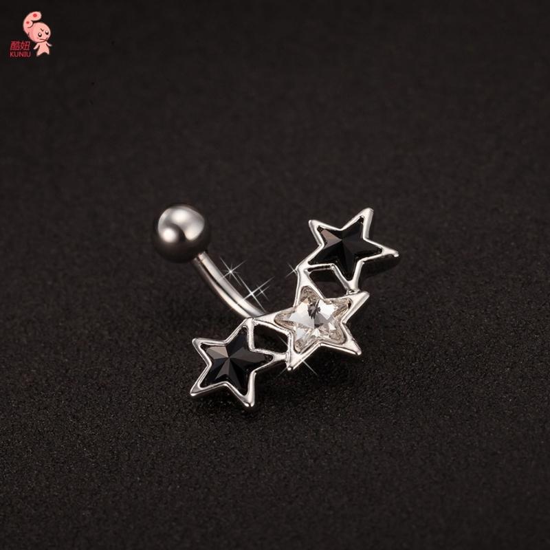 Кольцо с пентаграммой для пупка, пирсинг пупка, ювелирные изделия ведьмы, ювелирные изделия для колдовства, штанга для живота, кольца со звездой для пупка для женщин