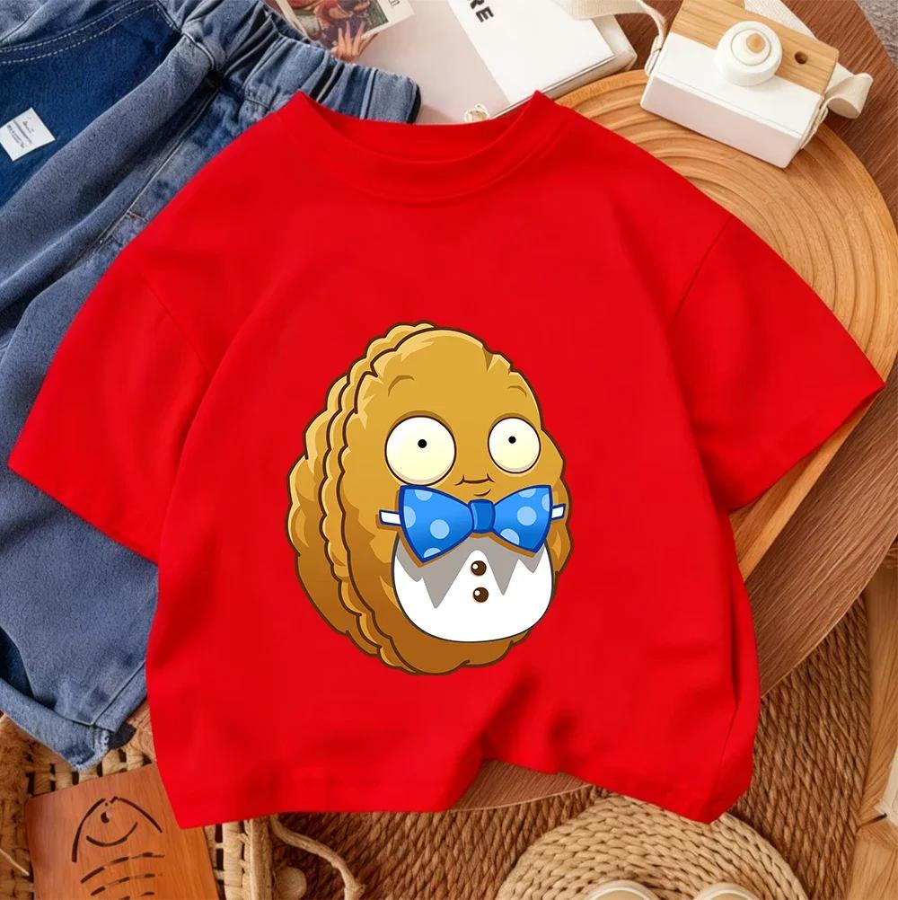 Summer Crew Neck T Shirt For Boys Girls Casual Daily Wear Plants Vs Zombies Cute Kawaii Cartoon Fashion Street Style 314Y
